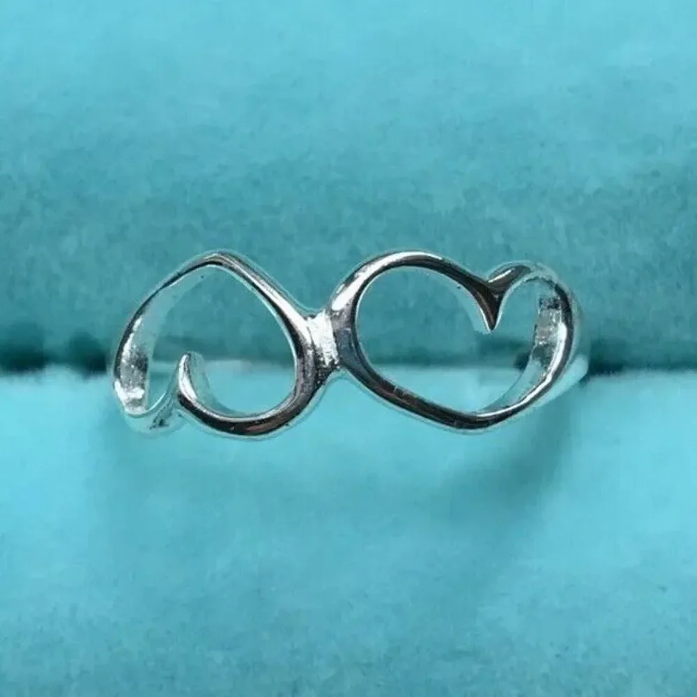 Sterling Silver Toe Ring Double Heart Pinky Child Size 3.75 Small Thailand 925